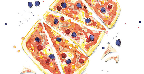 Blackberry pizza illustration